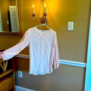 Calypso St. Barth gauze pink blouse. With Pleated Bishop Sleeves.